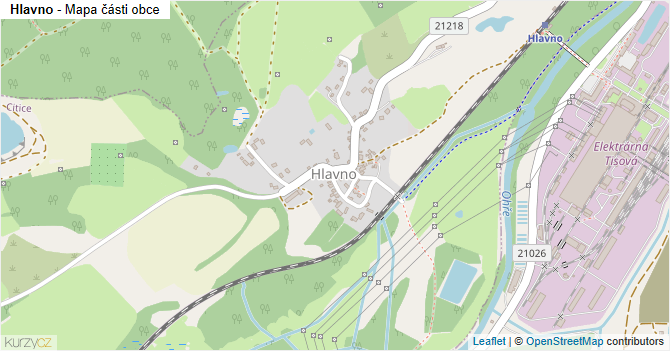 Hlavno - mapa části obce