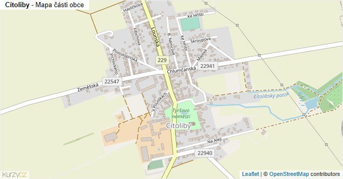 Cítoliby - mapa části obce