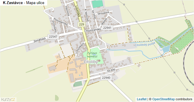 K Zastávce - mapa ulice