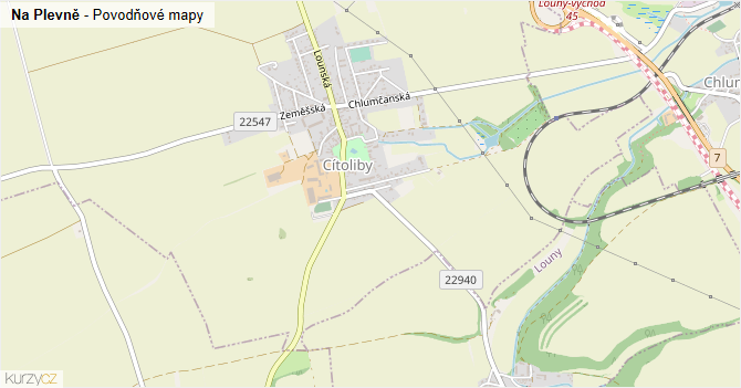 Na Plevně - záplavové mapy stoleté vody