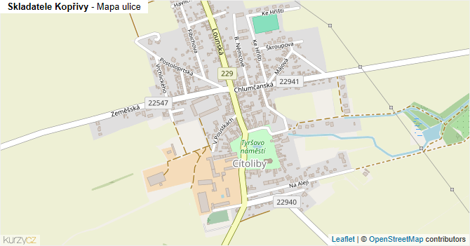 Skladatele Kopřivy - mapa ulice