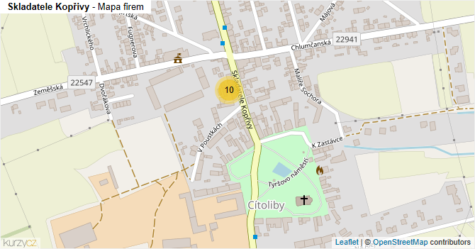 Skladatele Kopřivy - mapa firem