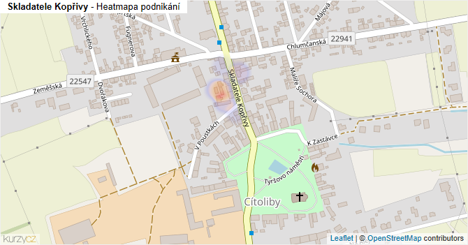 Skladatele Kopřivy - mapa podnikání
