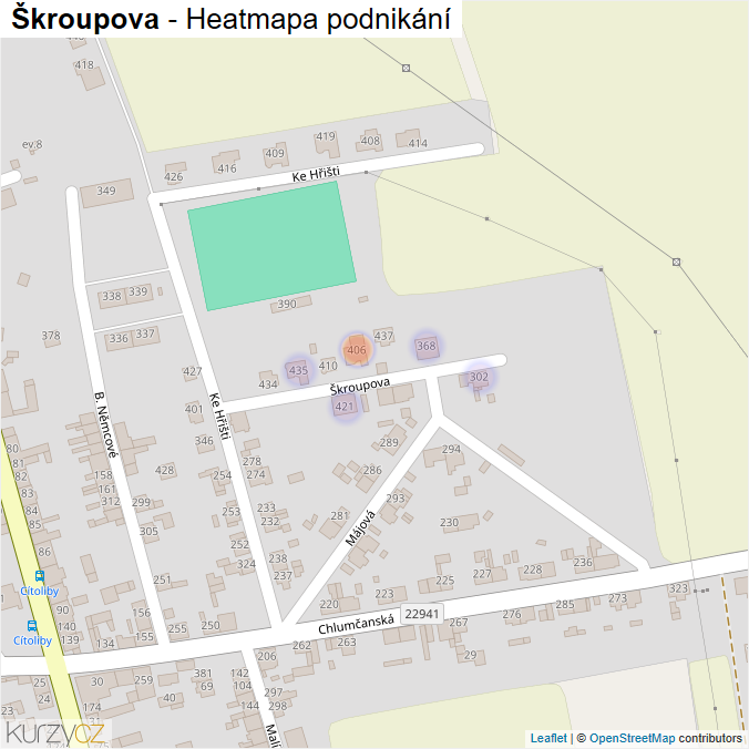 Mapa Škroupova - Firmy v ulici.
