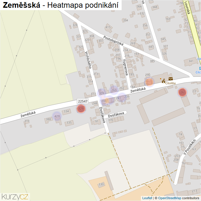 Mapa Zeměšská - Firmy v ulici.