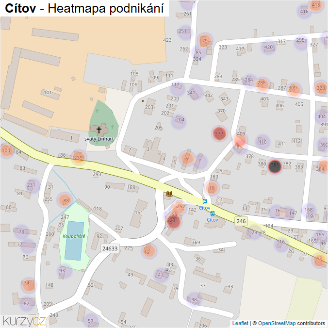 Mapa Cítov - Firmy v části obce.