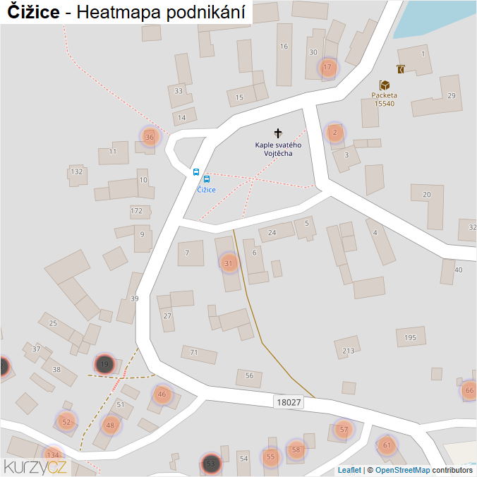 Mapa Čižice - Firmy v obci.