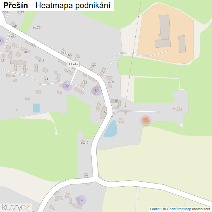 Mapa Přešín - Firmy v části obce.