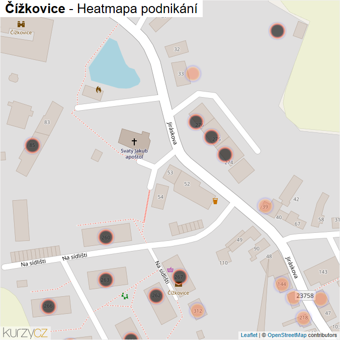 Mapa Čížkovice - Firmy v obci.