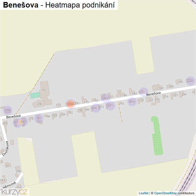 Mapa Benešova - Firmy v ulici.