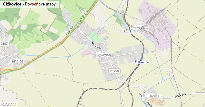 Čížkovice - záplavové mapy stoleté vody