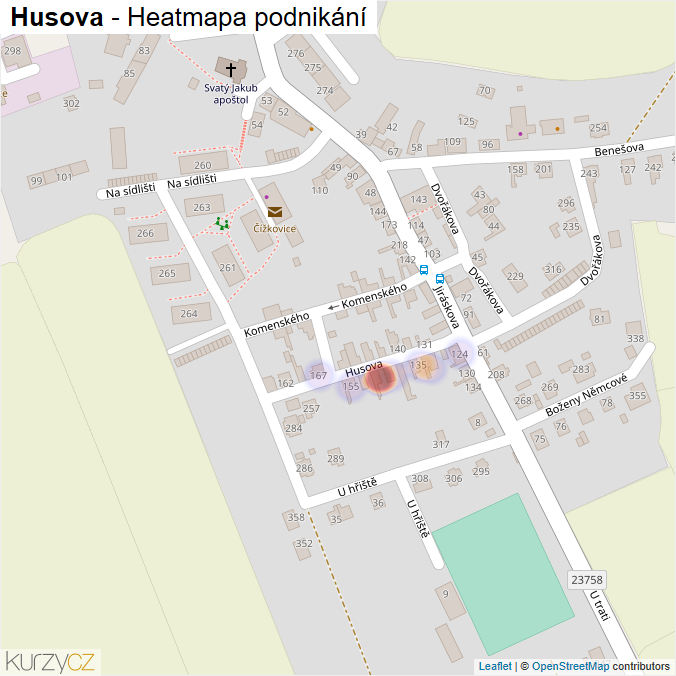 Mapa Husova - Firmy v ulici.