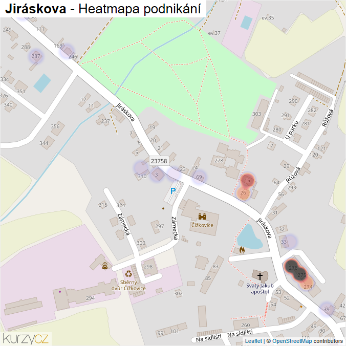 Mapa Jiráskova - Firmy v ulici.