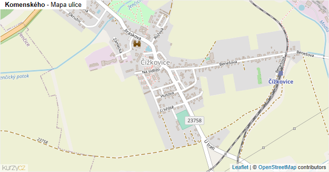 Komenského - mapa ulice