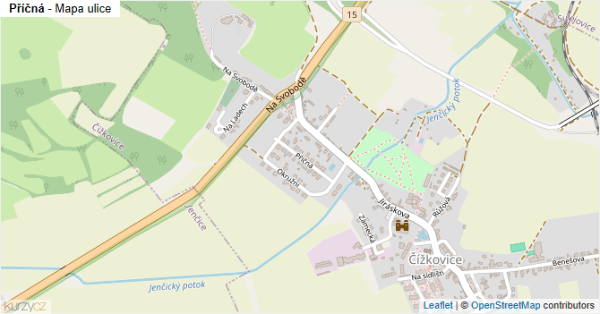 Příčná - mapa ulice