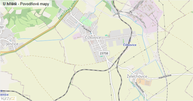 U hřiště - záplavové mapy stoleté vody