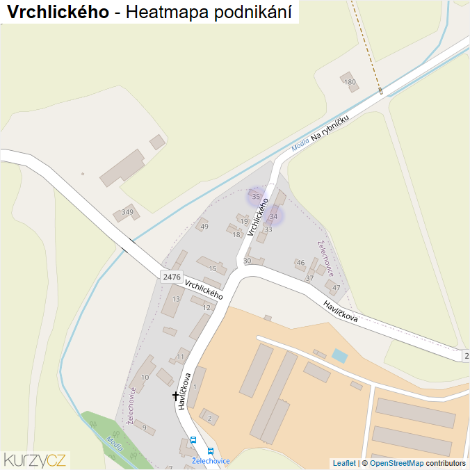 Mapa Vrchlického - Firmy v ulici.