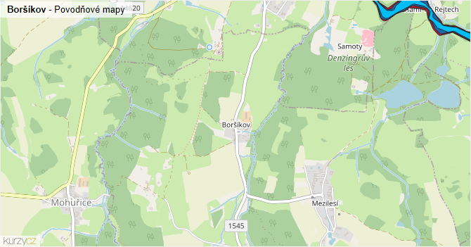 Boršíkov - záplavové mapy stoleté vody