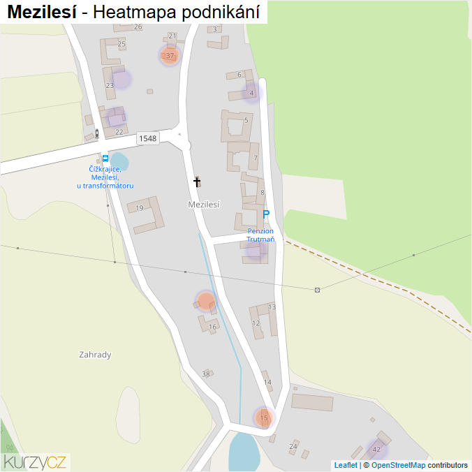 Mapa Mezilesí - Firmy v části obce.