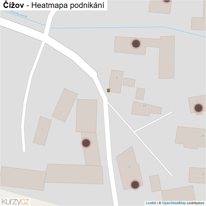Mapa Čížov - Firmy v obci.