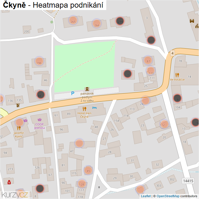 Mapa Čkyně - Firmy v obci.