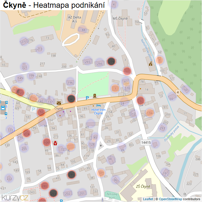 Mapa Čkyně - Firmy v části obce.