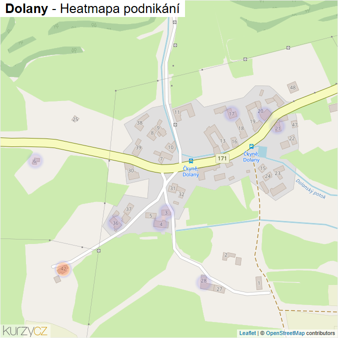Mapa Dolany - Firmy v části obce.