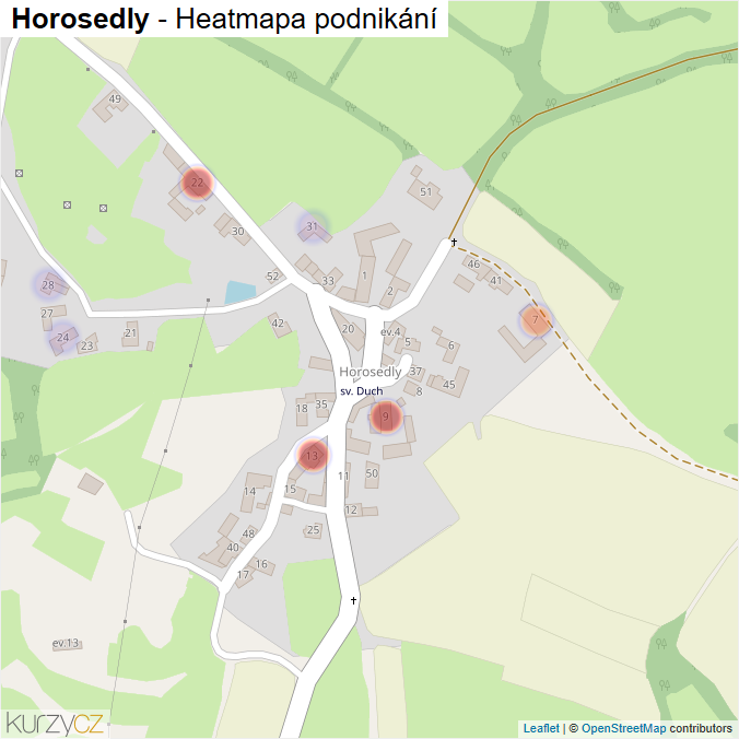 Mapa Horosedly - Firmy v části obce.