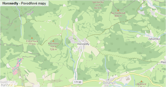 Horosedly - záplavové mapy stoleté vody