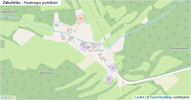Záhoříčko - mapa podnikání