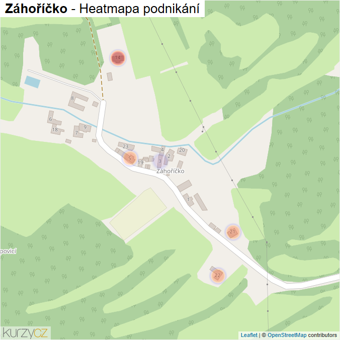 Mapa Záhoříčko - Firmy v části obce.