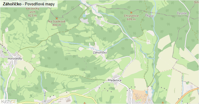 Záhoříčko - záplavové mapy stoleté vody