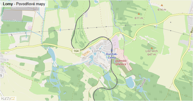 Lomy - záplavové mapy stoleté vody