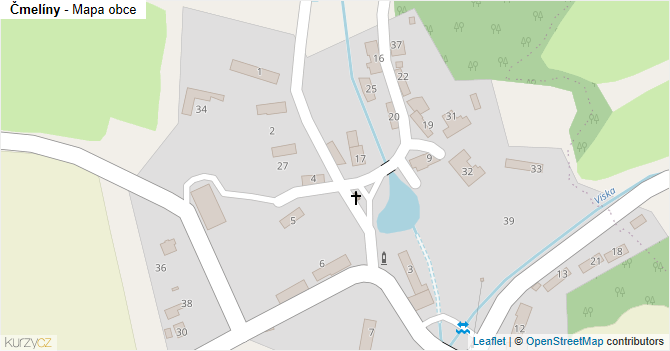 Čmelíny - mapa obce