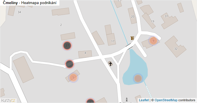 Čmelíny - mapa podnikání