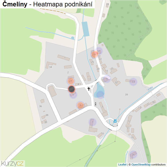 Mapa Čmelíny - Firmy v části obce.
