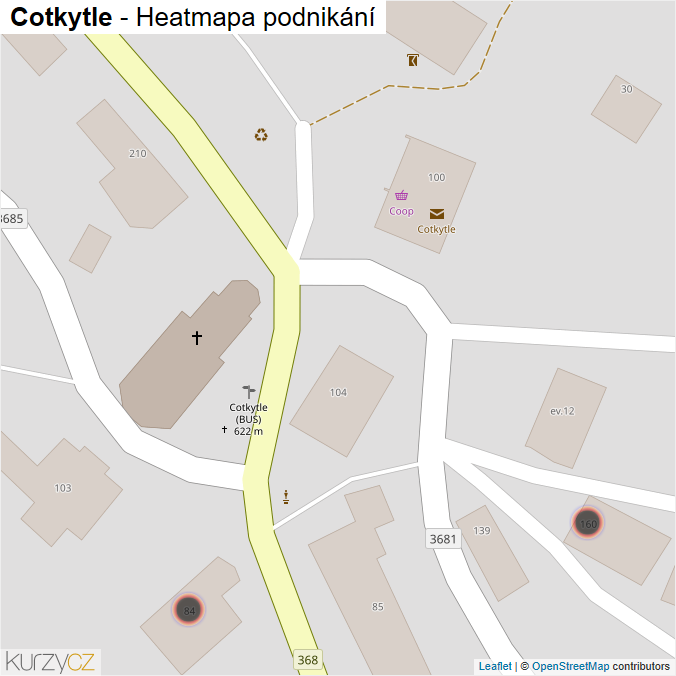 Mapa Cotkytle - Firmy v obci.