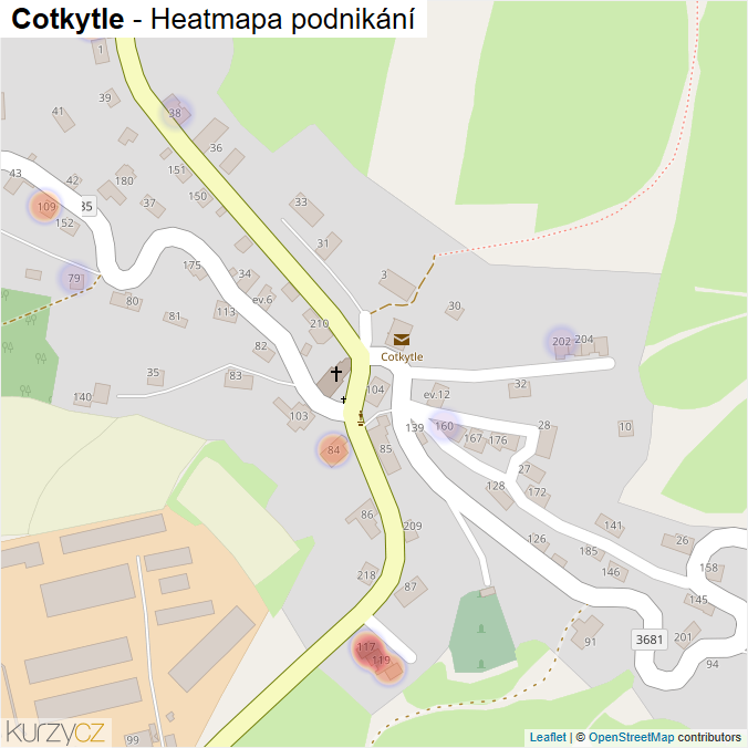 Mapa Cotkytle - Firmy v části obce.