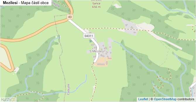 Mezilesí - mapa části obce