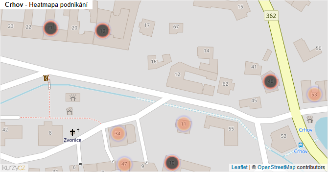 Crhov - mapa podnikání