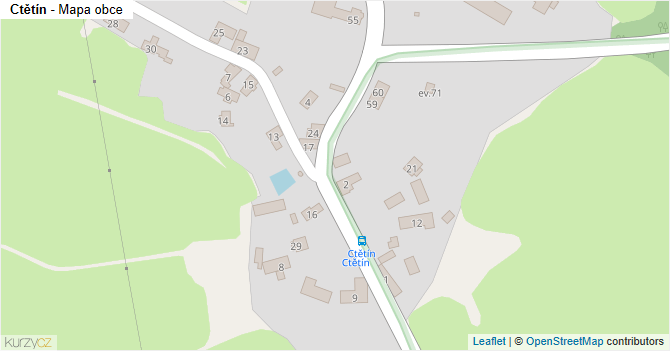 Ctětín - mapa obce
