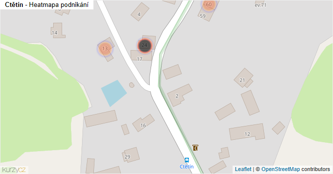 Ctětín - mapa podnikání