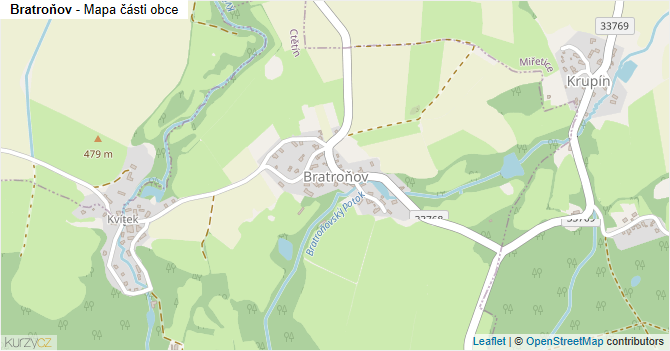 Bratroňov - mapa části obce