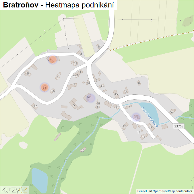 Mapa Bratroňov - Firmy v části obce.
