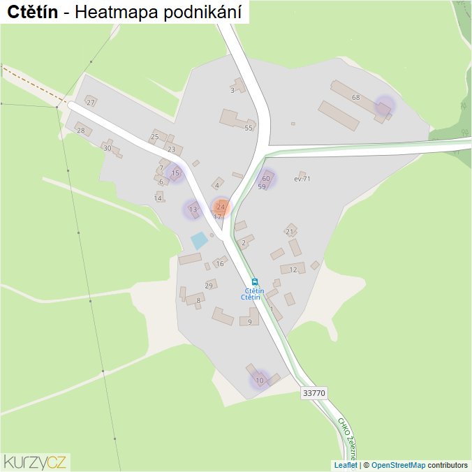 Mapa Ctětín - Firmy v části obce.
