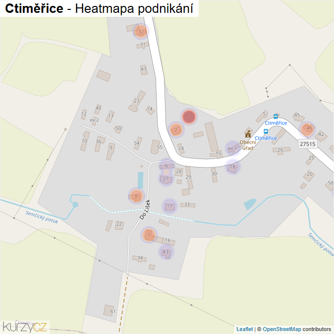 Mapa Ctiměřice - Firmy v části obce.