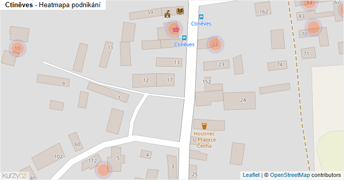 Ctiněves - mapa podnikání