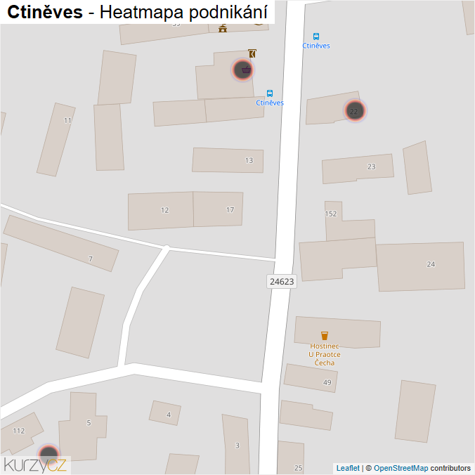 Mapa Ctiněves - Firmy v obci.