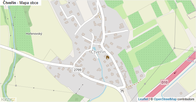 Čtveřín - mapa obce