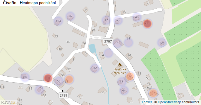 Čtveřín - mapa podnikání